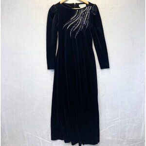 Vintage Tom Bezduda‎ For Barad Velvet Maxi Dress Petite Small Witchy Goth Formal